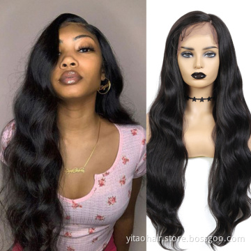 Natural black  Lace Wig L Part Heat Resist Fiber Soft Long body Wave Hair Wig For Black Women Synthetic Lace Front Wigs